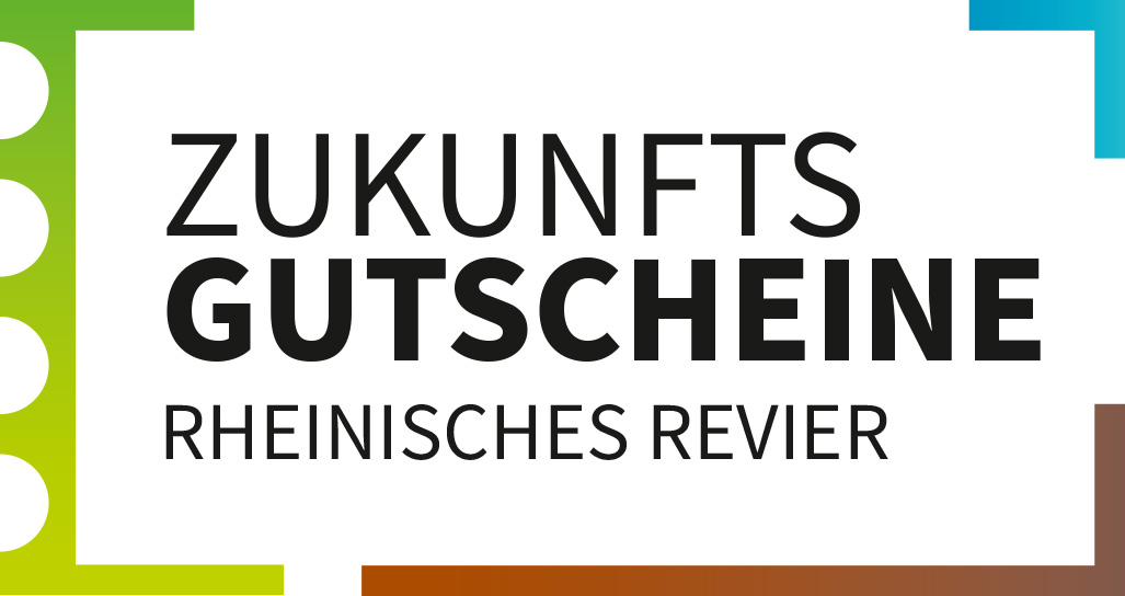 Auf der Grafik ist das Logo der Zukunftsgutscheine Rheinisches Revier zu sehen.