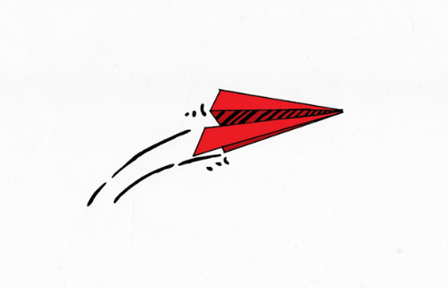 Ein roter Papierflieger