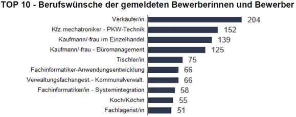 Berufswünsche der gemeldeten Bewerberinnen und Bewerber