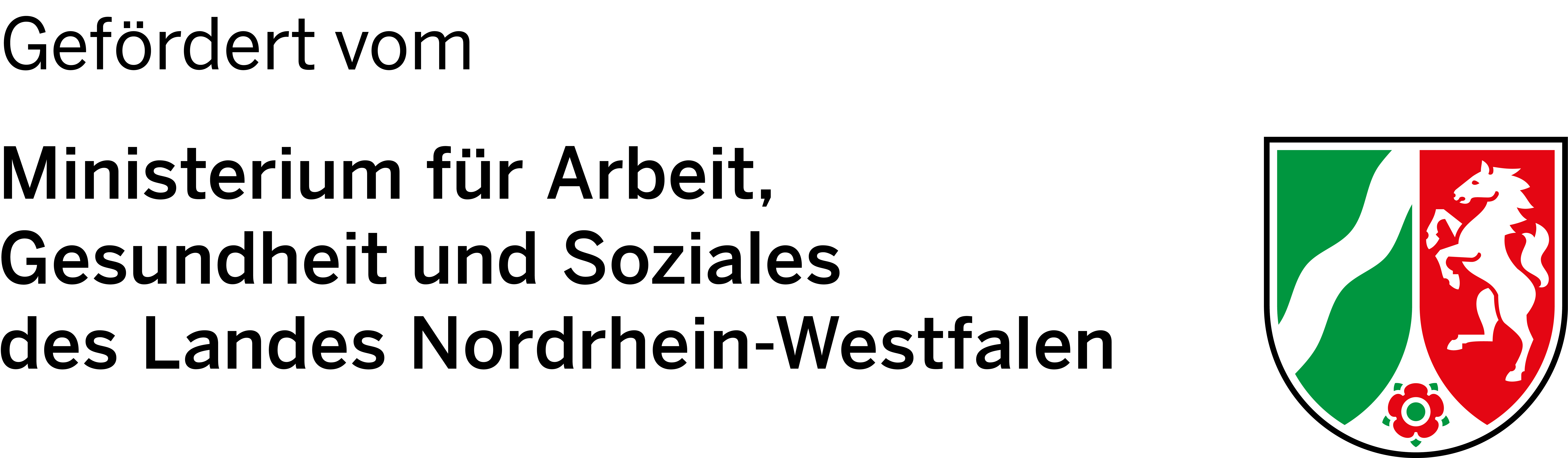 Das Logo des Ministerium für Arbeit, Gesundheit und Soziales des Landes Nordrhein-Westfalen zeigt das Wappen von NRW.