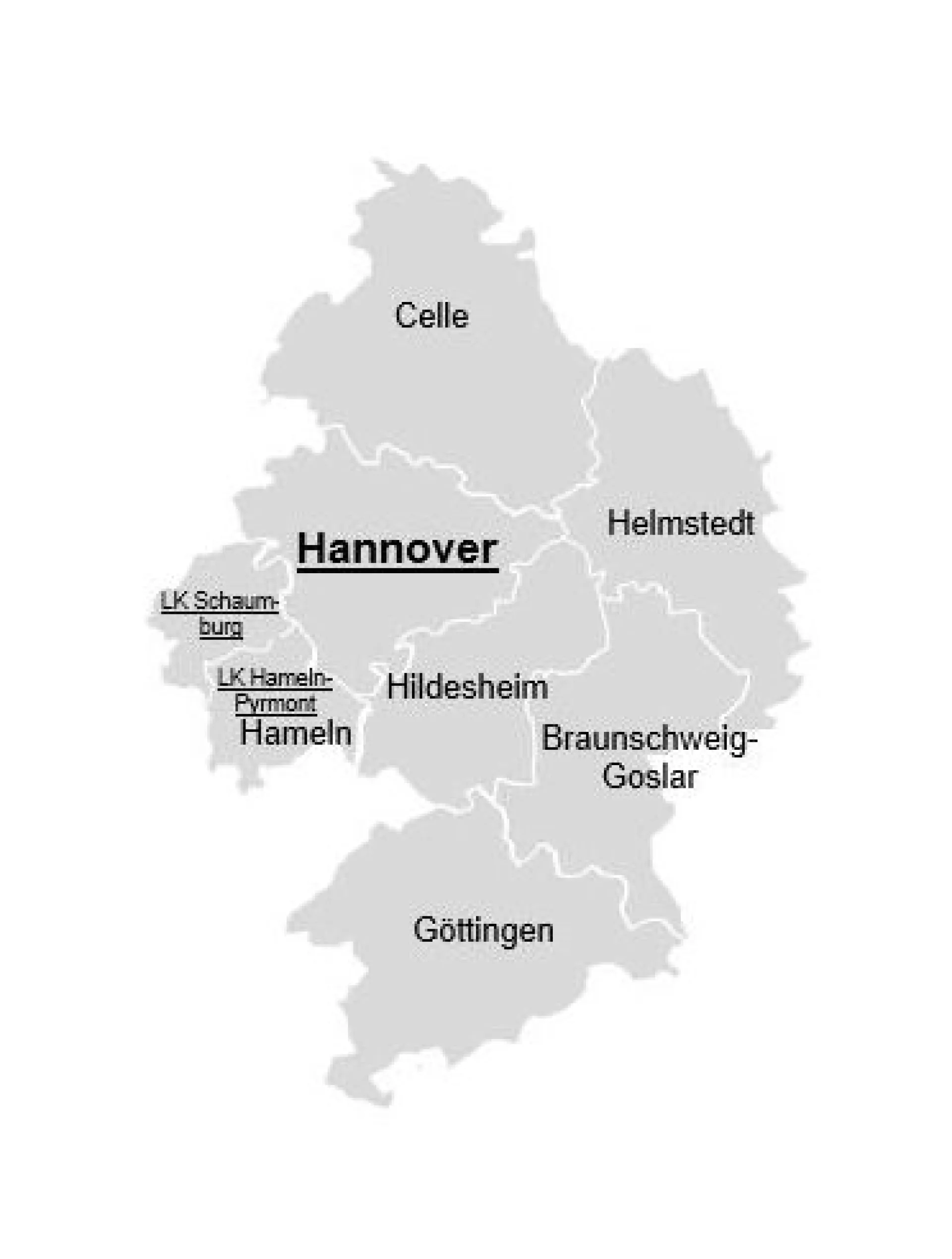 Karte Arbeitsmarktregion Süd Ost Niedersachsen
