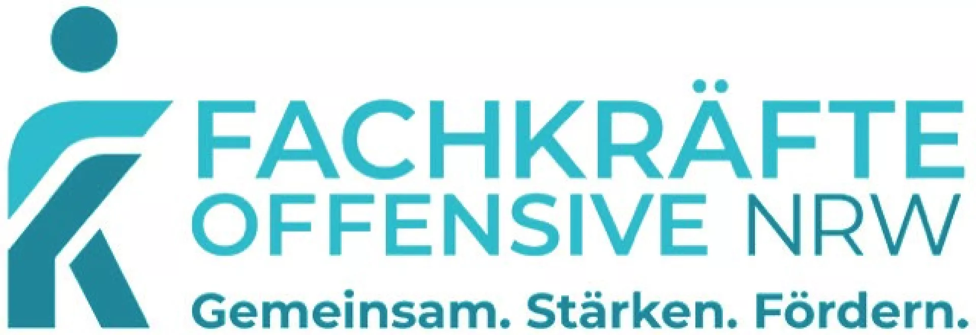 Das Logo der Fachkräfteoffensive NRW. Gemeinsam. Stärken. Fördern.