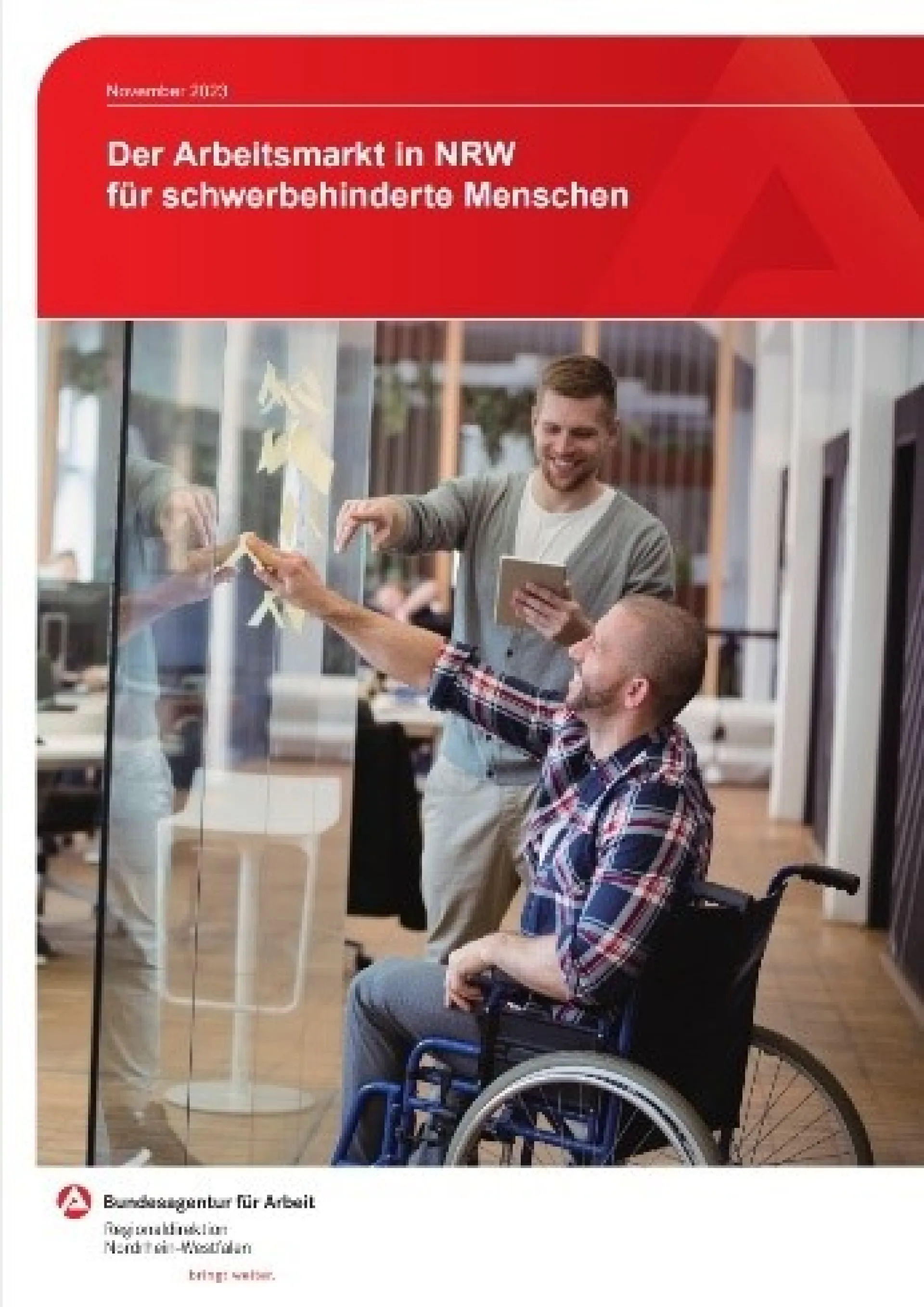 Titelbild der Broschüre „Der Arbeitsmarkt in NRW für schwerbehinderte Menschen“