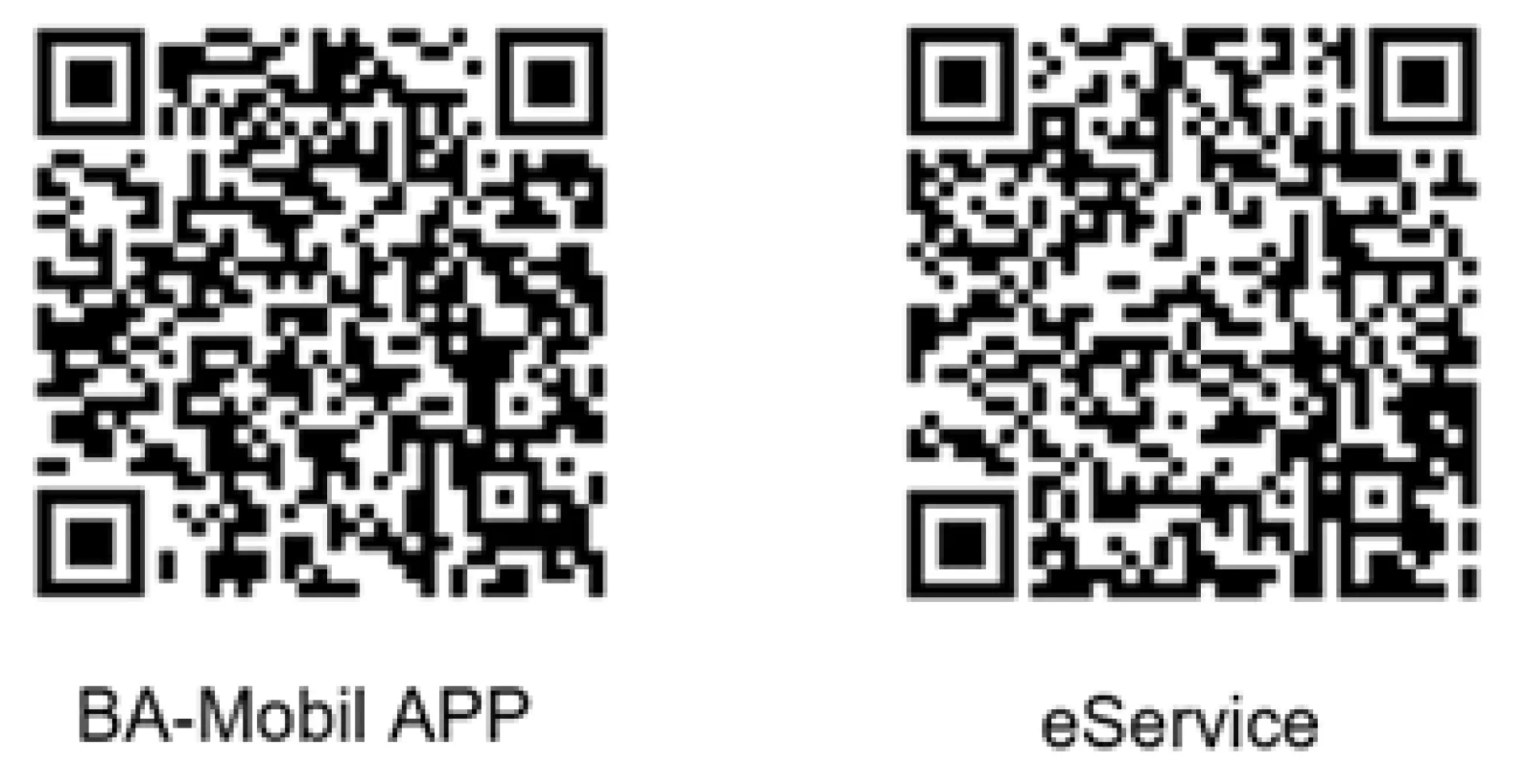 QR-Code von der BA-Mobil App und dem eService