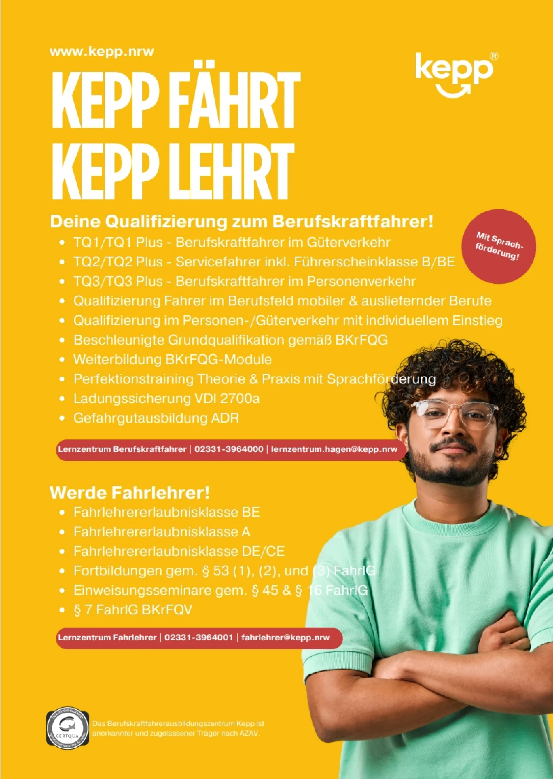 Flyer des Berufskraftfahrerausbildungszentrums Kepp GmbH & Co. KG