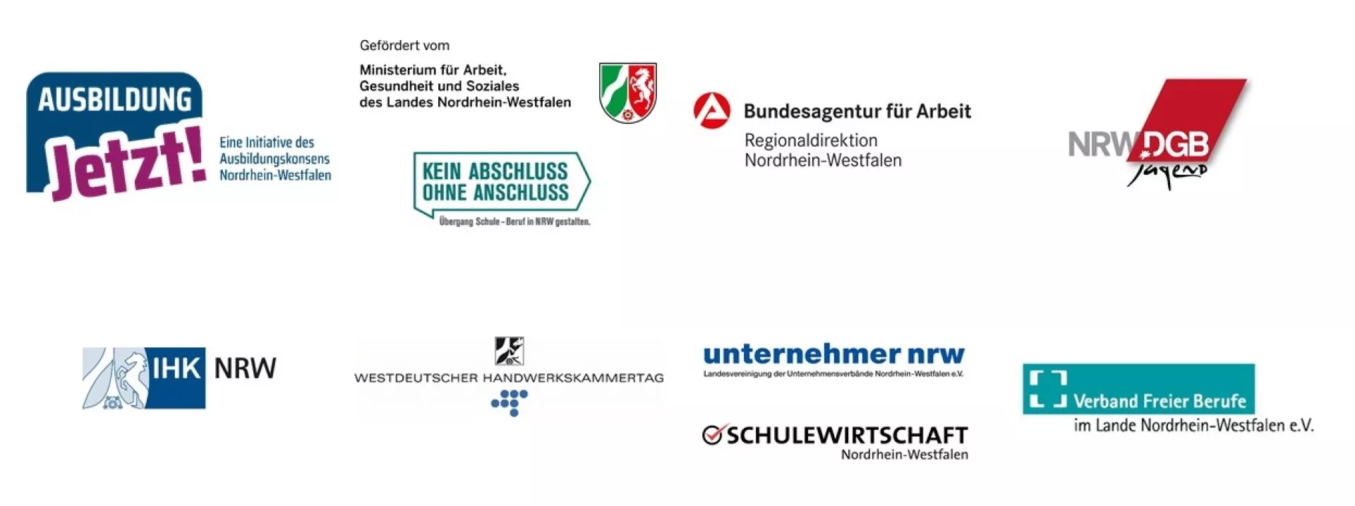 Logos der Partner im Ausbildungskonsens NRW