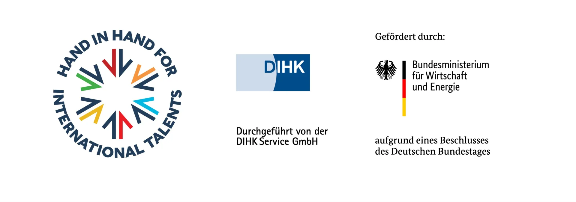 Logos Hand in Hand, DIHK, Bundesministerium für Wirtschaft und Energie