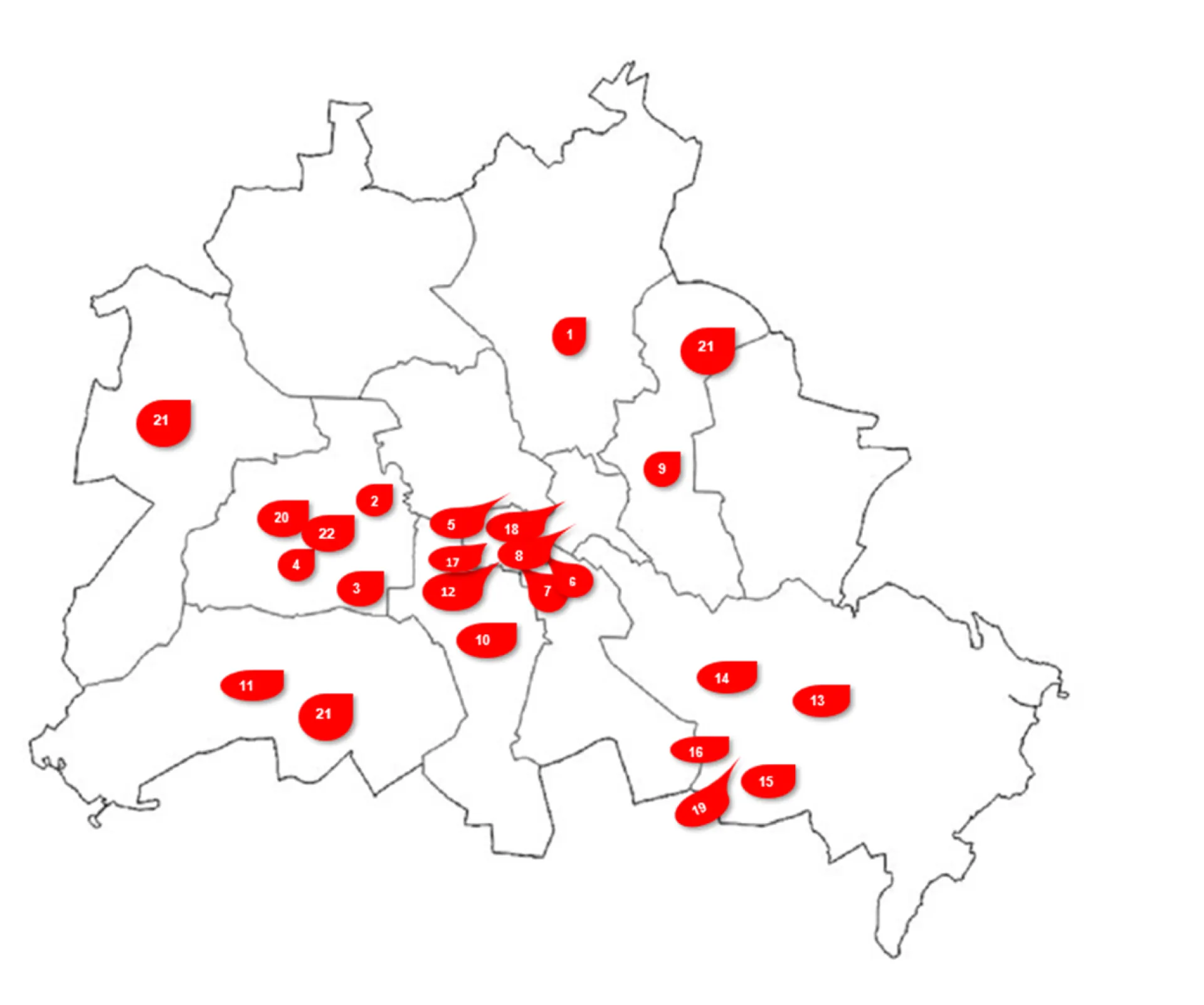Netzwerkkarte mit Unternehmen des Gesamtverbands der Personaldienstleister
