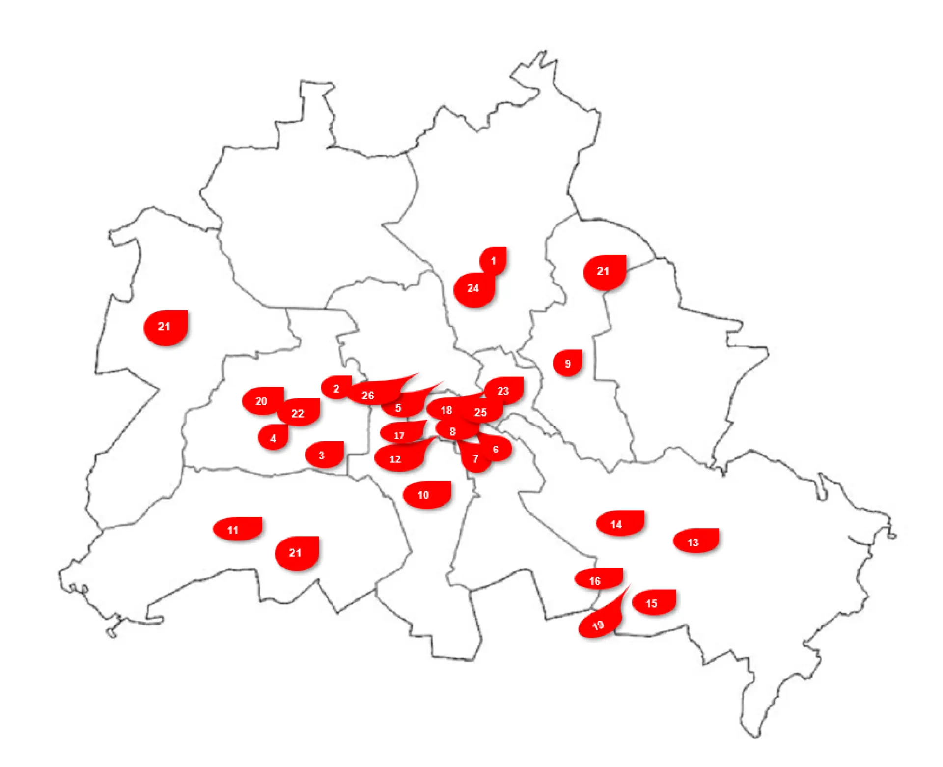 Netzwerkkarte mit Unternehmen des Gesamtverbands der Personaldienstleister