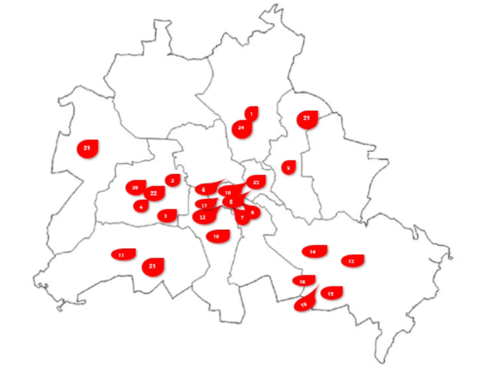 Netzwerkkarte mit Unternehmen des Gesamtverbands der Personaldienstleister