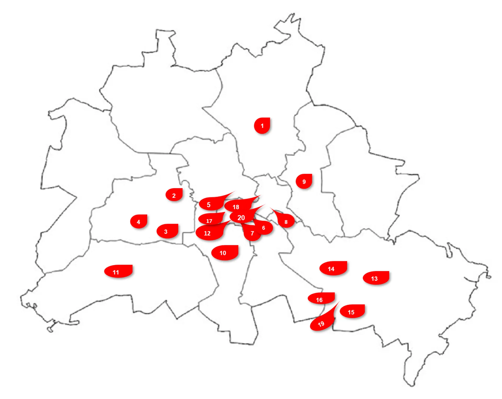 Netzwerkkarte mit Unternehmen des Gesamtverbands der Personaldienstleister