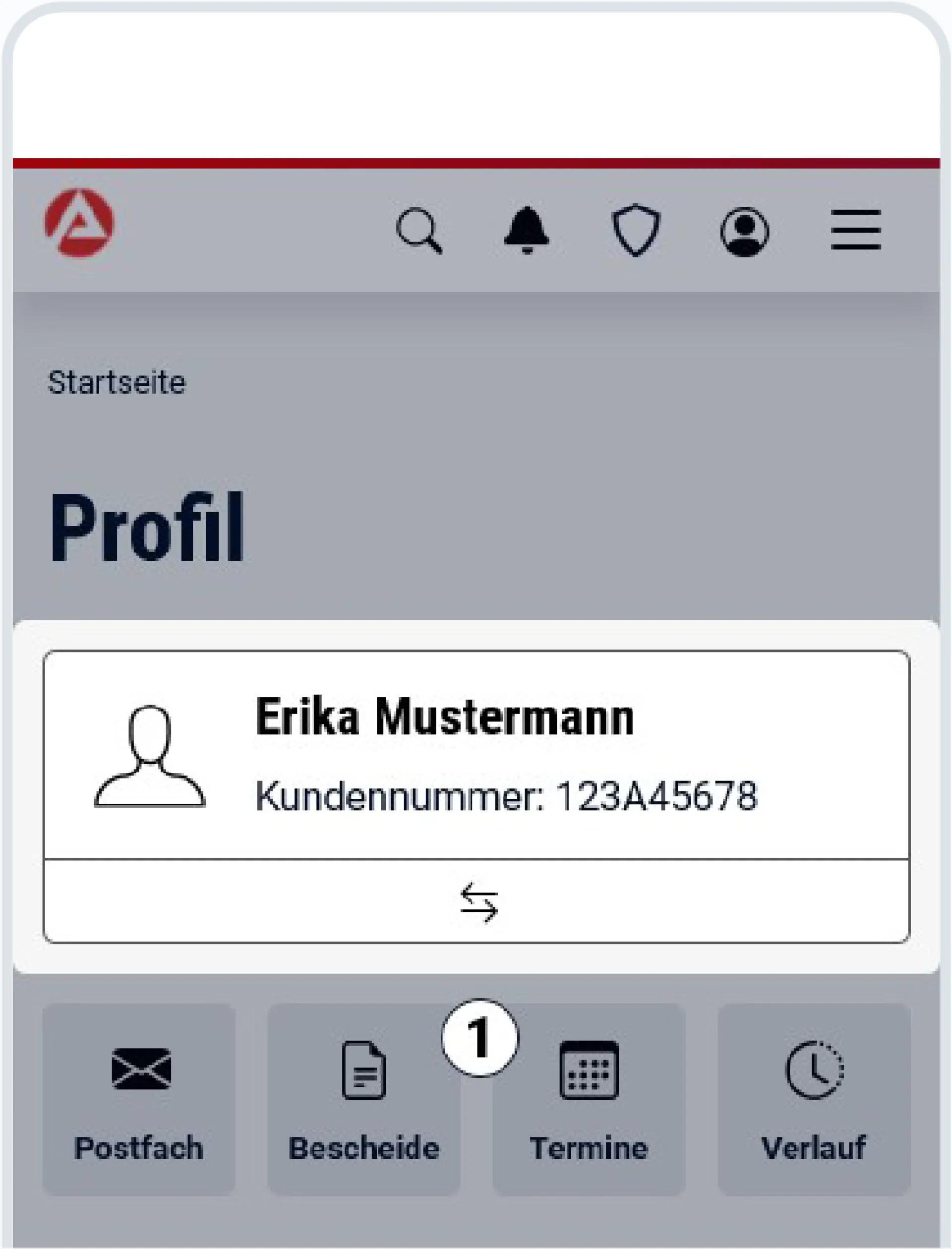 Screenshot des Profilmenüs am Smartphone: Profil wechseln