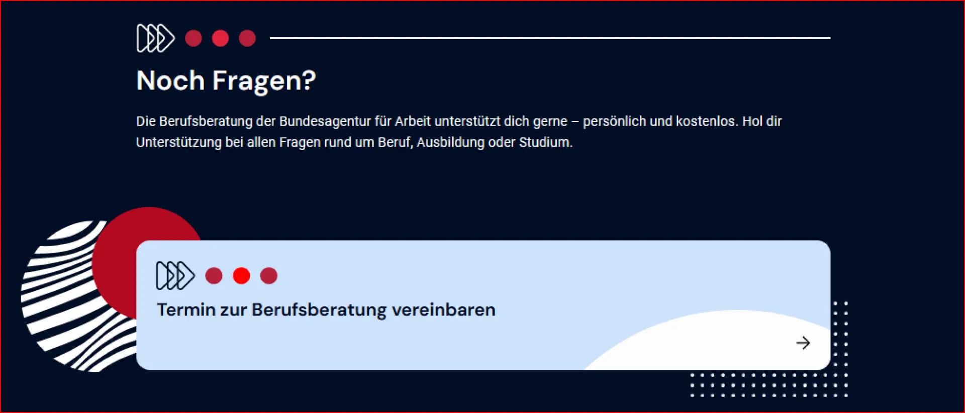 Screenshot Termin zur Berufsberatung vereinbaren bei meinberuf
