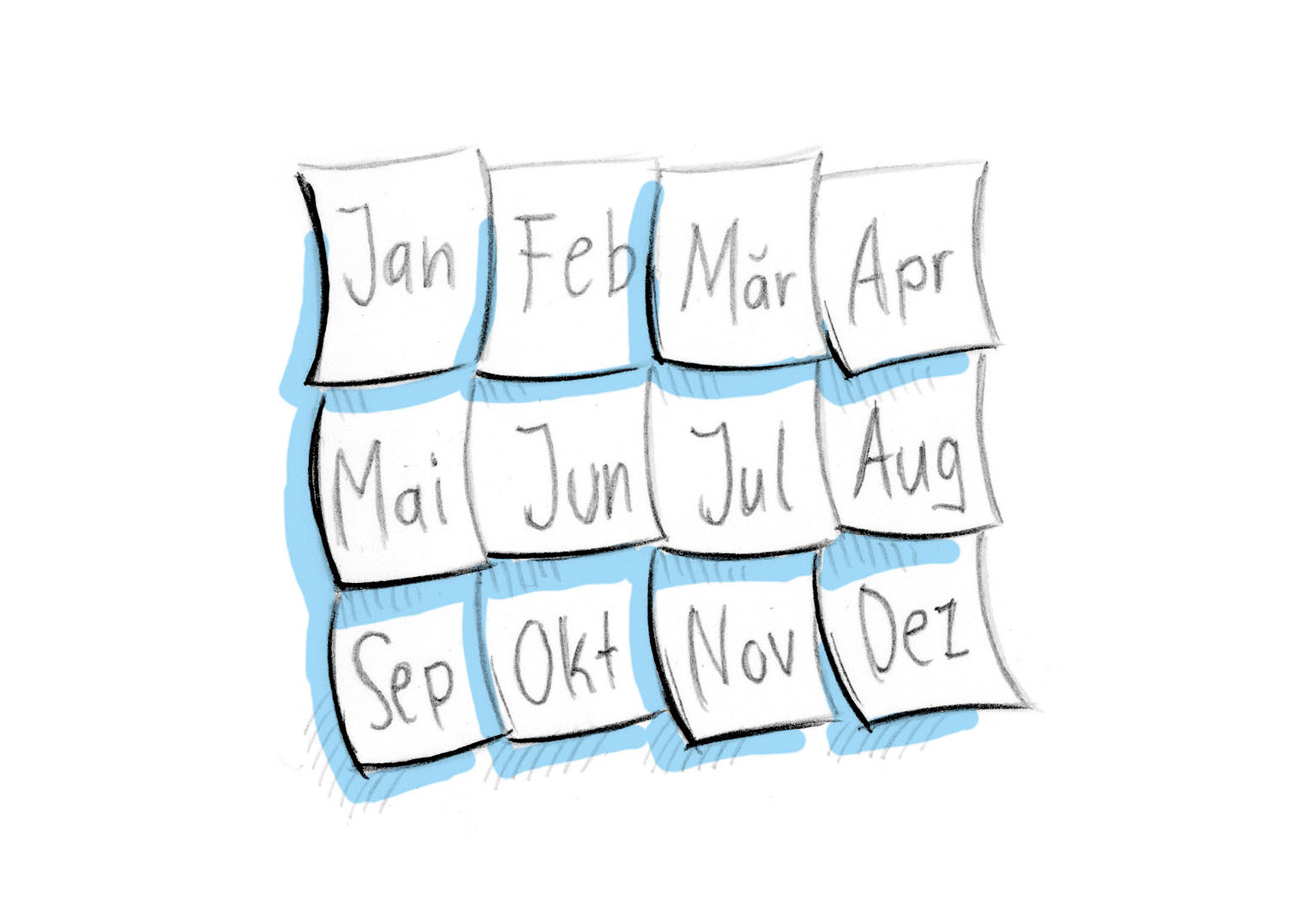 Bild: Kalender mit allen Monaten eines Jahres