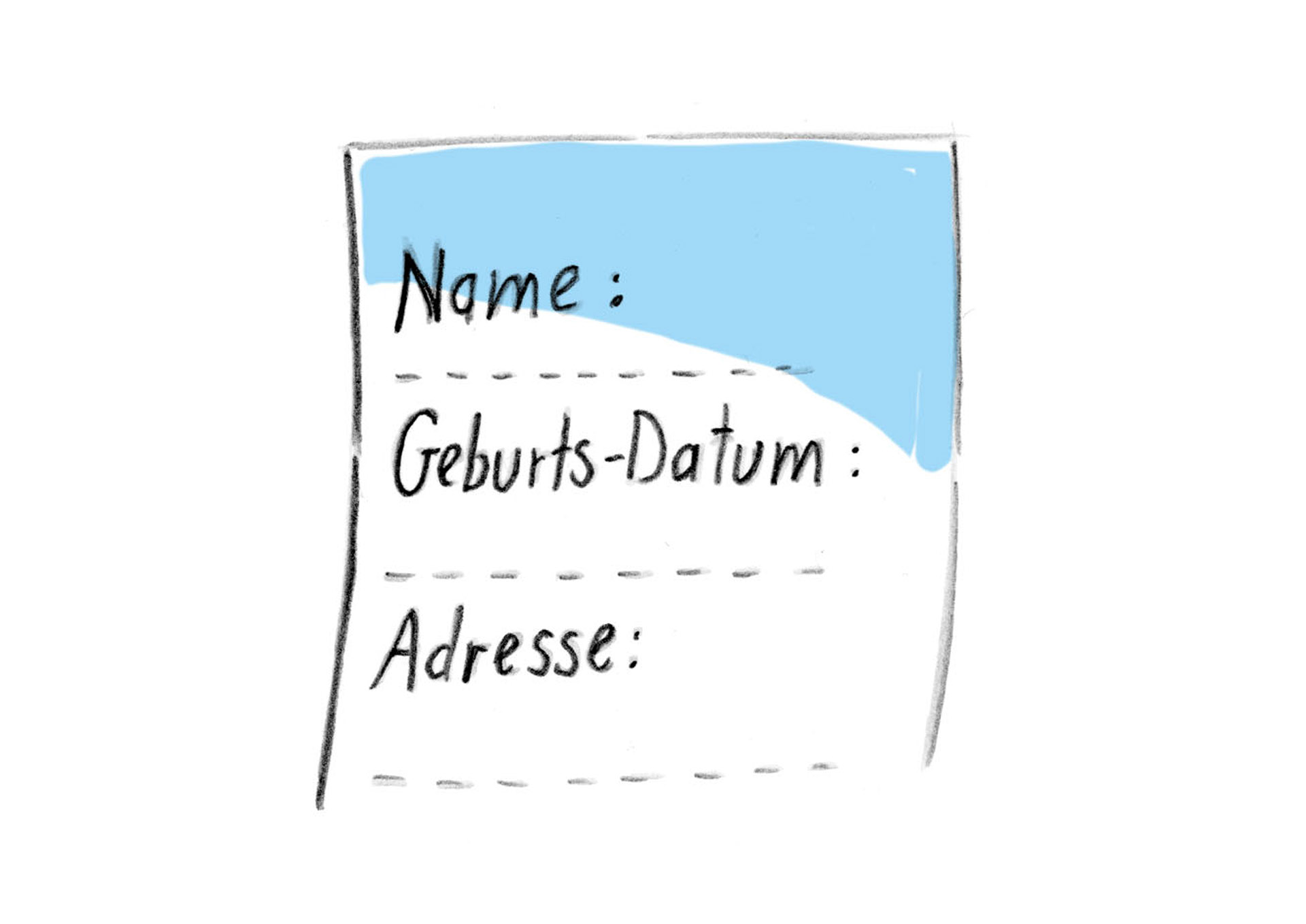 Bild: Ein Formular mit Namen, Geburts-Datum und Adresse