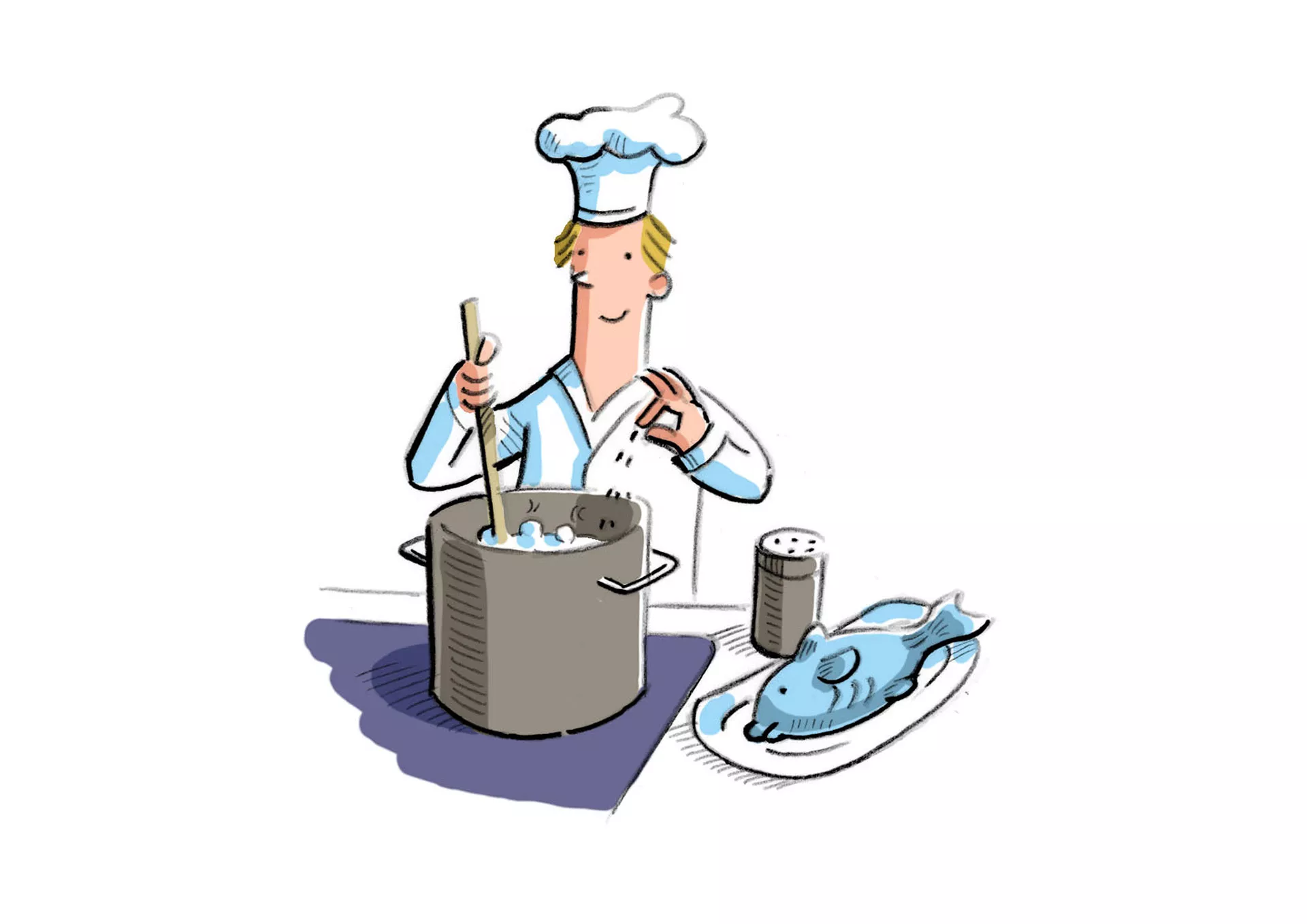 Bild: Koch rührt in einem Koch-Topf